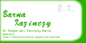 barna kazinczy business card